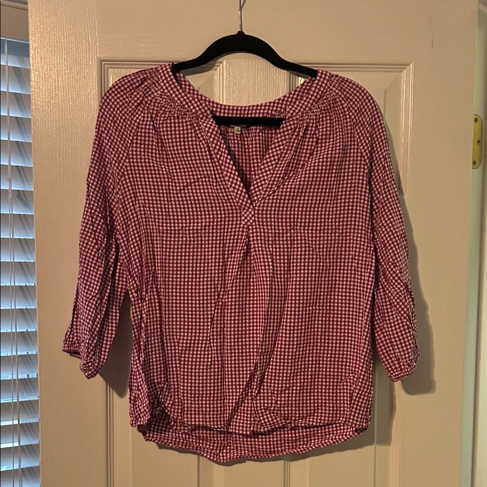 Crown & Ivy Pink Checkered Blouse